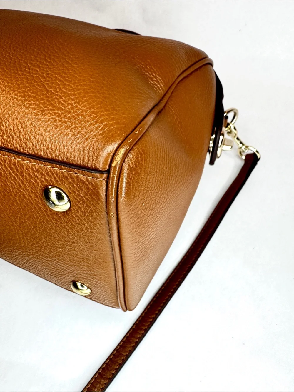 Coach Mini Bennett Satchel F36677 Pebbled Leather Saddle Brown Crossbody Bag